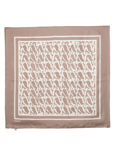 Aeron Tess Seidenschal Mit Monogramm-print In Brown