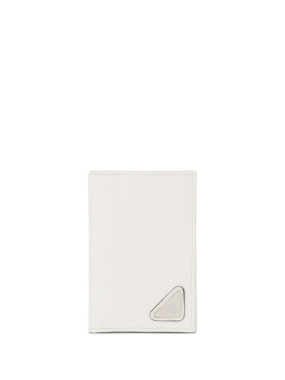 Prada Triangle-logo Leather Cardholder In White