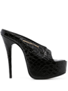 Alexander Wang Destiny 150 Sandal In Croc Embossed Cow Leather In Schwarz