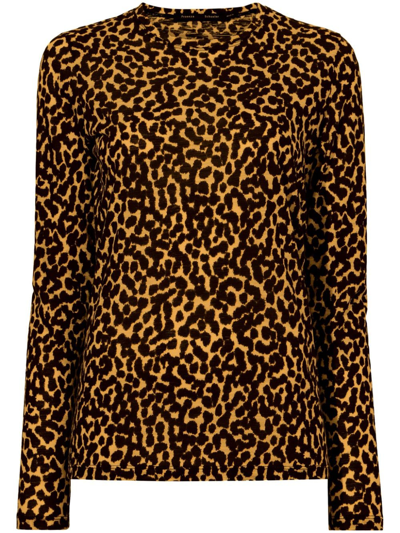 Proenza Schouler Leopard-print Long-sleeve T-shirt In Gelb