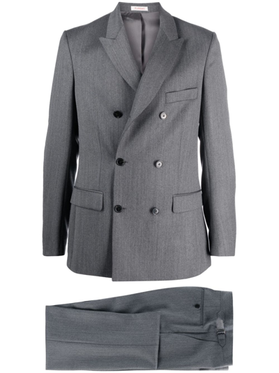 Fursac Double-breasted Virgin-wool Suit In Grau