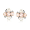 Ross-simons 7-7.5mm Multicolored Cultured Pearl Earrings With Diamonds In Sterling Silver In Silver