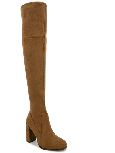 Kenneth Cole New York Justin Otk Womens Microsuede Tall Over-the-knee Boots In Tan/beige