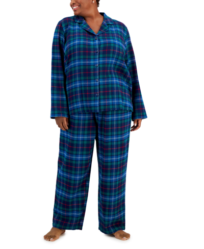 Family Pajamas Matching  Plus Size Cotton Plaid Notched Pajamas Set, Created For Macy's In Family Plaid