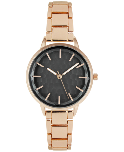 Inc International Concepts Women's Rose Gold-tone Bracelet Watch 34mm, Created For Macy's In Black