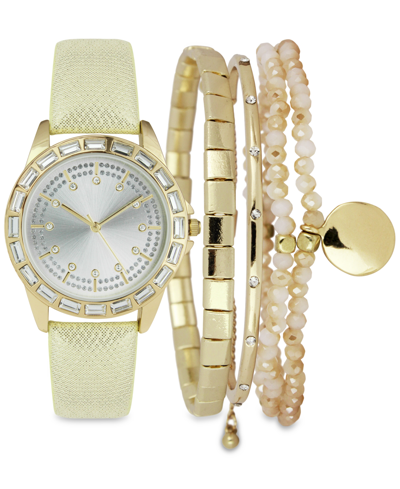 Inc International Concepts Women's Tan Strap Watch 36mm Gift Set, Created For Macy's