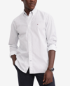 Tommy Hilfiger Regular Fit Solid Stretch Oxford Shirt In Mini Geo White