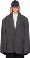Balenciaga Prince Of Wales Wool Skater Blazer In 1240 Grey