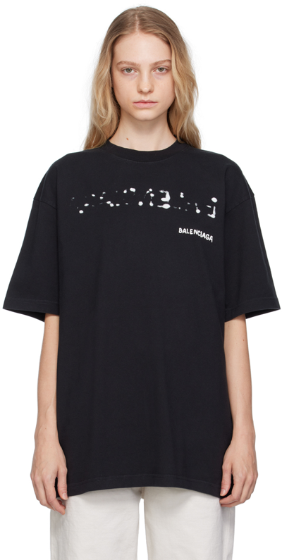 Balenciaga Black Hand Drawn T-shirt In 1070 Black/white