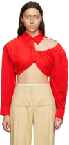 Jacquemus Asymmetric Cropped Shirt In 471 Red 1