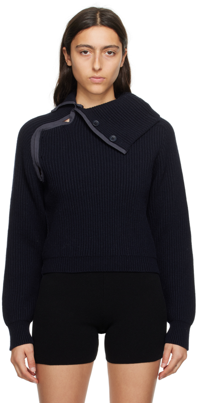 JACQUEMUS NAVY LE CHOUCHOU 'LA MAILLE VEGA' SWEATER