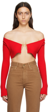 JACQUEMUS RED 'LA MAILLE PRALÙ' CARDIGAN