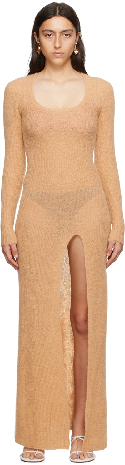 Jacquemus La Robe Dao Mohair-blend Maxi Dress In Beige