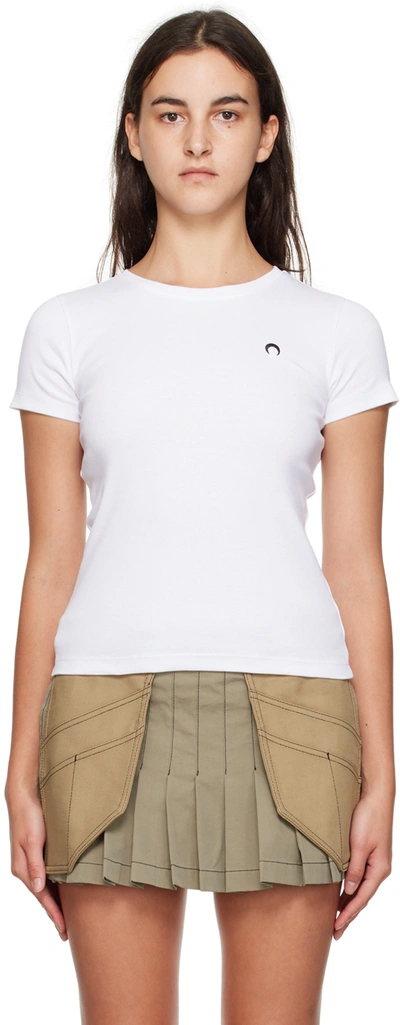 Marine Serre Mini Fit Logo Organic Cotton T-shirt In White