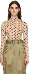 Marine Serre Crescent Print Turtleneck Long-sleeved Top In Ta10