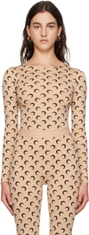 Marine Serre Tan Moon Printed Jersey Second Skin T-shirt In Ta10