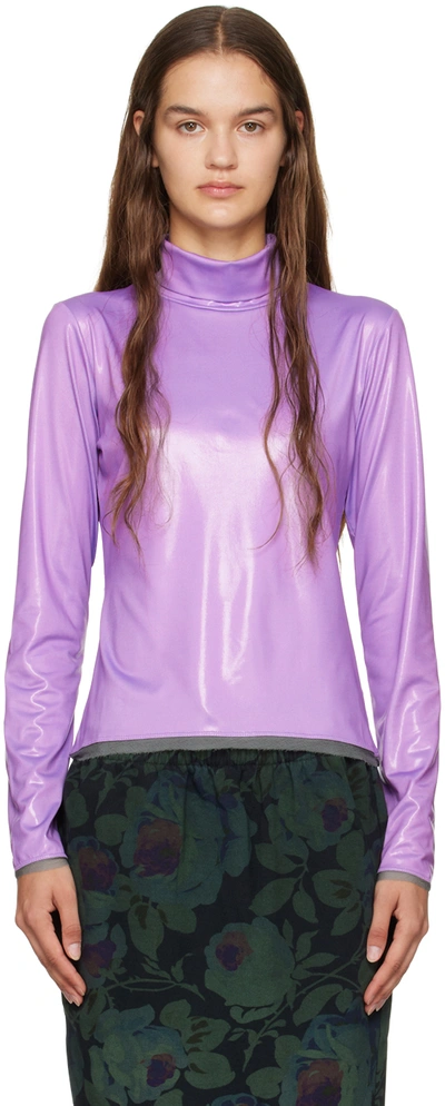 Dries Van Noten Purple Raw Edge Turtleneck In 403 Lilac