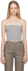 Auralee Gray Button Tube Top In Light Grey