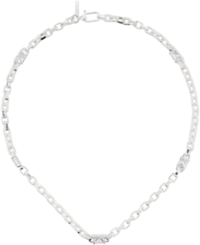 Hatton Labs Silver Solitaire Necklace In Silver/ White