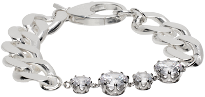 Hatton Labs Silver Bijou Curb Chain Bracelet In Silver/ White