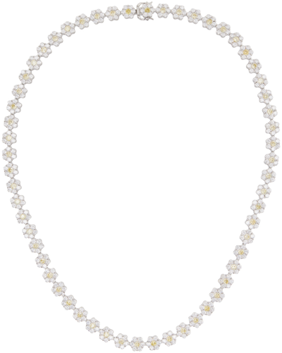 Hatton Labs Silver Daisy Tennis Chain Necklace In Silver Yellow White