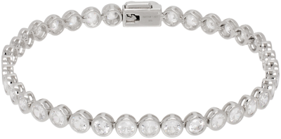Hatton Labs Silver Round Tennis Bracelet In Silver/ White