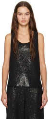 Max Mara Pistoia Sequin Scoop-neck Tank Top In 002 Black