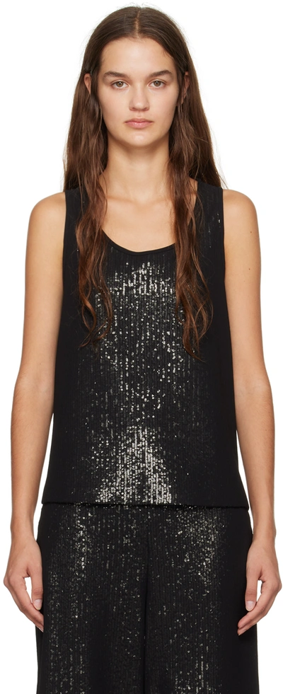 Max Mara Pistoia Sequin Scoop-neck Tank Top In 002 Black