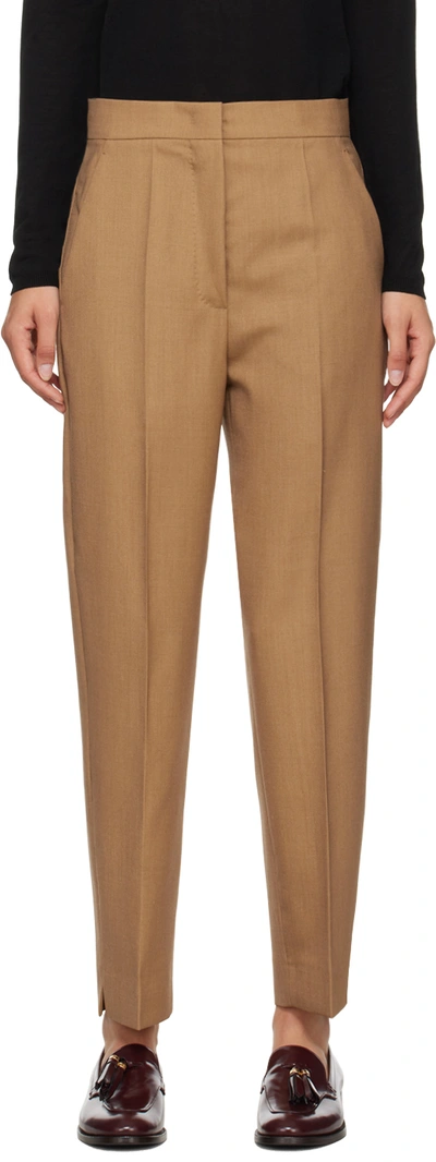 Max Mara Tan Mira Trousers In 007 Camel