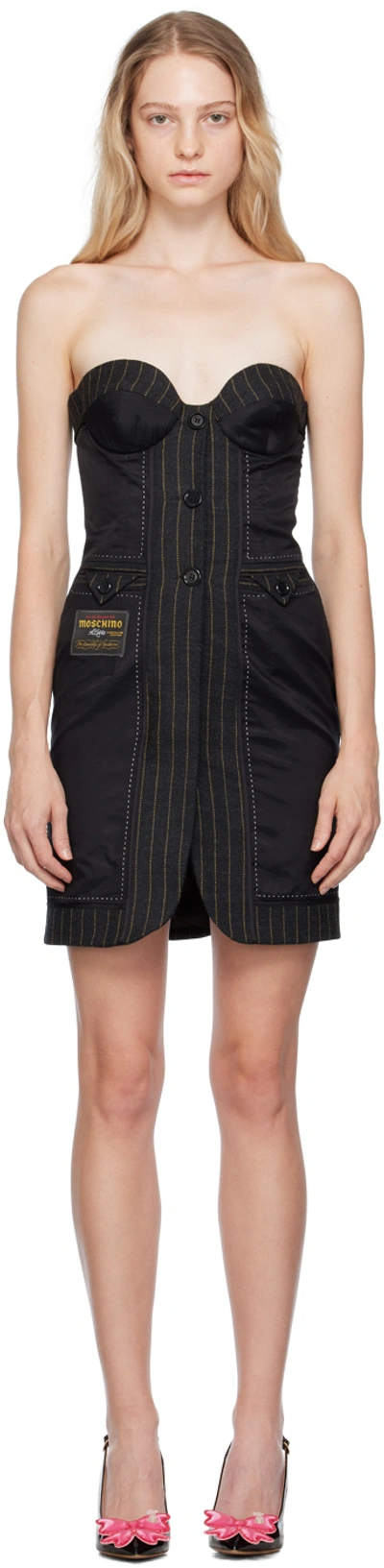 Moschino Black Paneled Minidress In A1490 F Grey