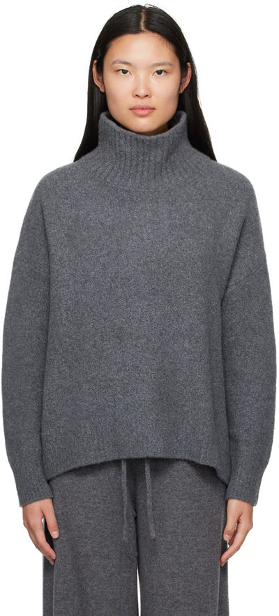 Lisa Yang Gray 'the Elwinn' Turtleneck In Gx Graphite Bouclã¨
