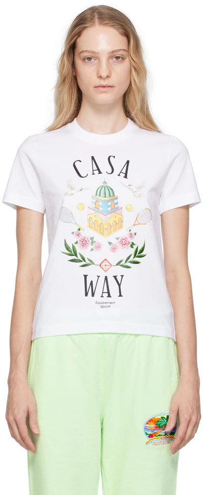 Casablanca Casa Way Printed Jersey T-shirt In White