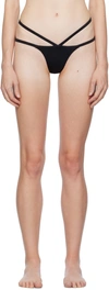 Versace Strappy Bikini Bottom With Medusa Logo In 1b000-black