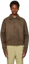 Jacquemus Logo Patch Buttoned Bomber Jacket In 880 Dark Brown