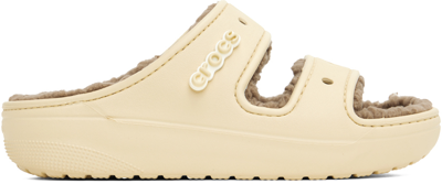 Crocs Off-white Classic Cozzzy Sandals In Bone/mushroom
