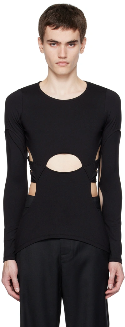 Lesugiatelier Black Cutout Long Sleeve T-shirt