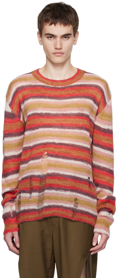 Lesugiatelier Multicolor Striped Sweater In Multi Red