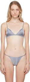 Fleur Du Mal Gray Luxe Triangle Bra In Mister Grey