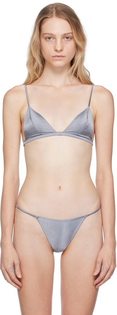 Fleur Du Mal Gray Luxe Triangle Bra In Mister Grey