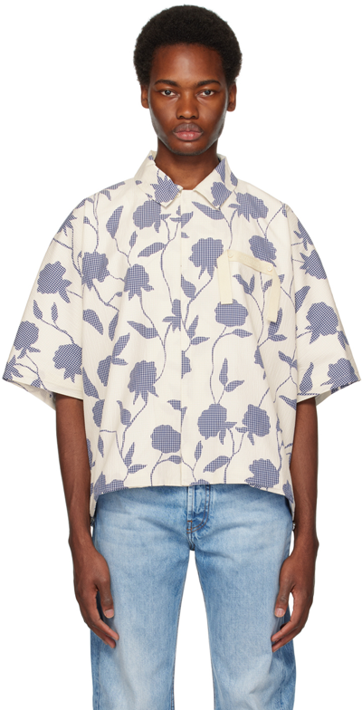 JACQUEMUS OFF-WHITE & NAVY LE CHOUCHOU 'LA CHEMISE DISGREGHI' SHIRT