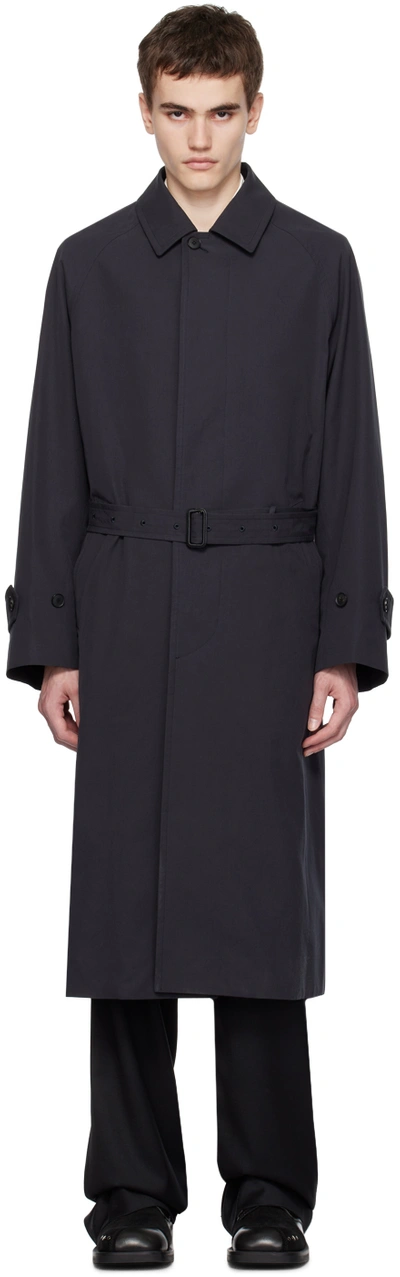Auralee Gray Finx Trench Coat In 24589181 Ink Black C