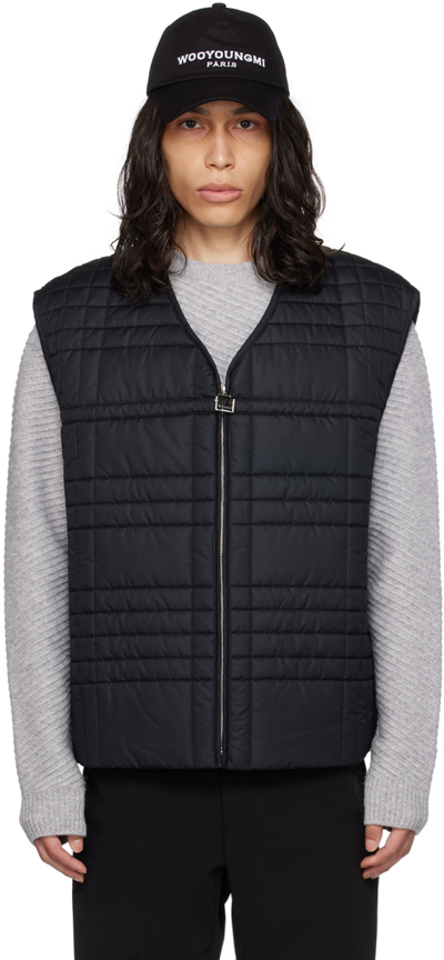 Wooyoungmi Black Quilted Waistcoat In Black 986b