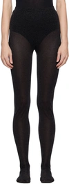 Anna Sui Black Glittered Tights In Black