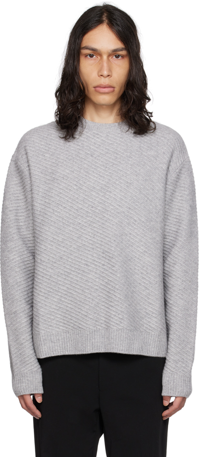 Wooyoungmi Gray Diagonal Sweater In Grey 510g