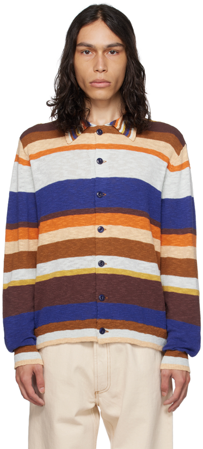 Ymc You Must Create Rat Pack Striped Cotton Cardigan In Multicoloured