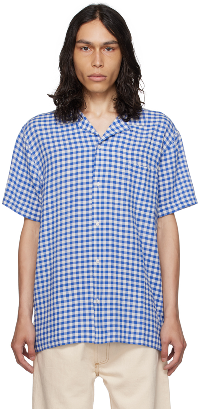 Ymc You Must Create Blue Malick Shirt In 40-blue-ecru