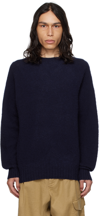Ymc You Must Create Ribbed Mock Neck Jumper In 49-navy