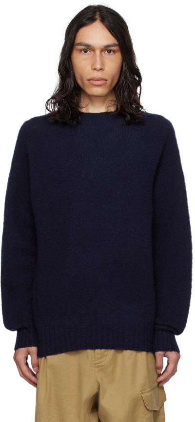 Ymc You Must Create Ribbed Mock Neck Jumper In Blue