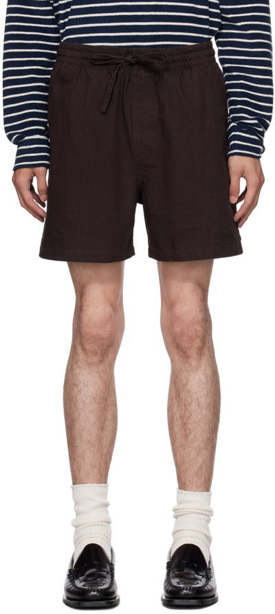 Ymc You Must Create Drawstring-waist Organic-cotton Shorts In Brown