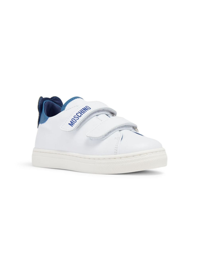 Moschino Kids' Teddy Bear Touch-strap Sneakers In White